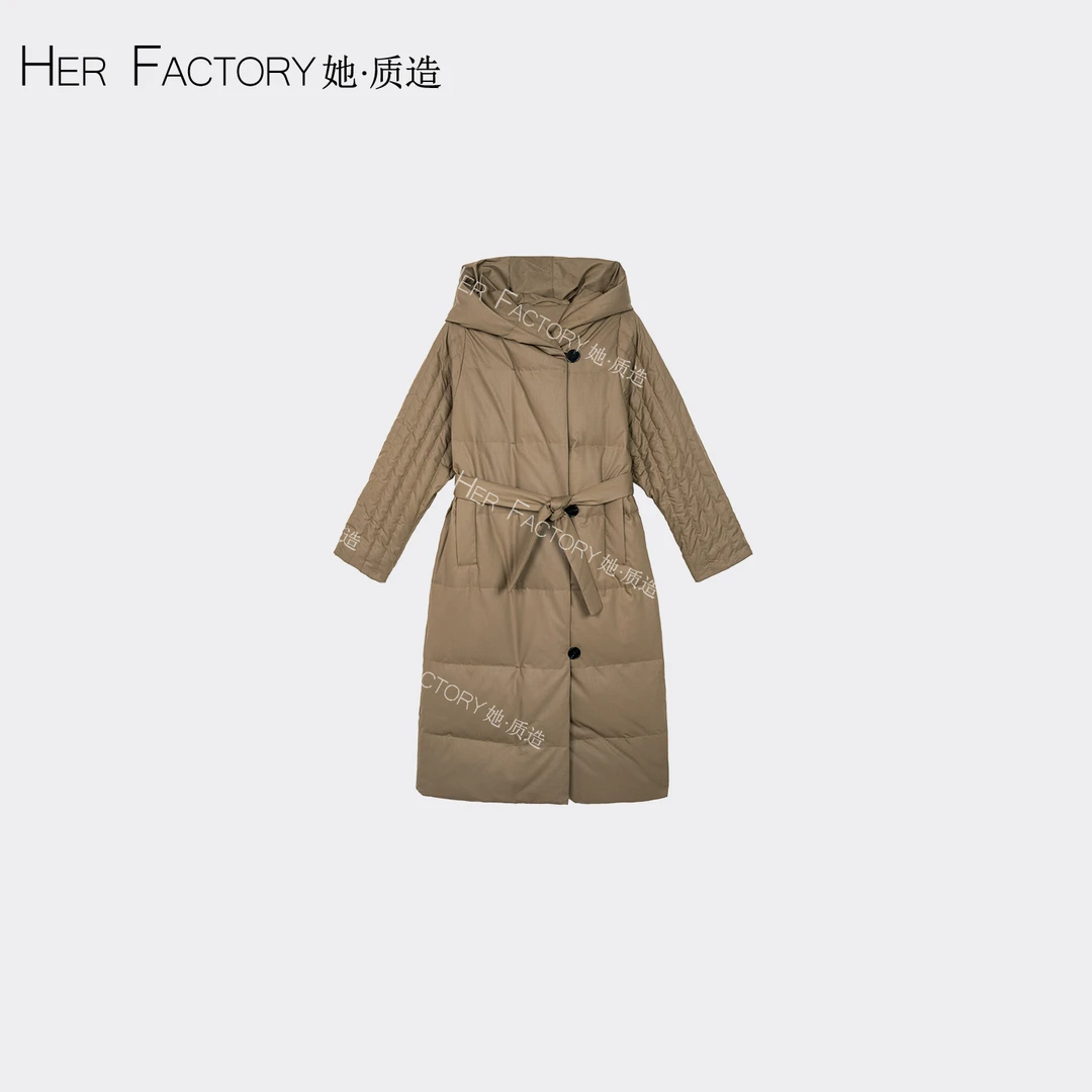 【深圳工厂直发】90白鹅绒新款连帽腰带羽绒服外套  WGBLFF25176