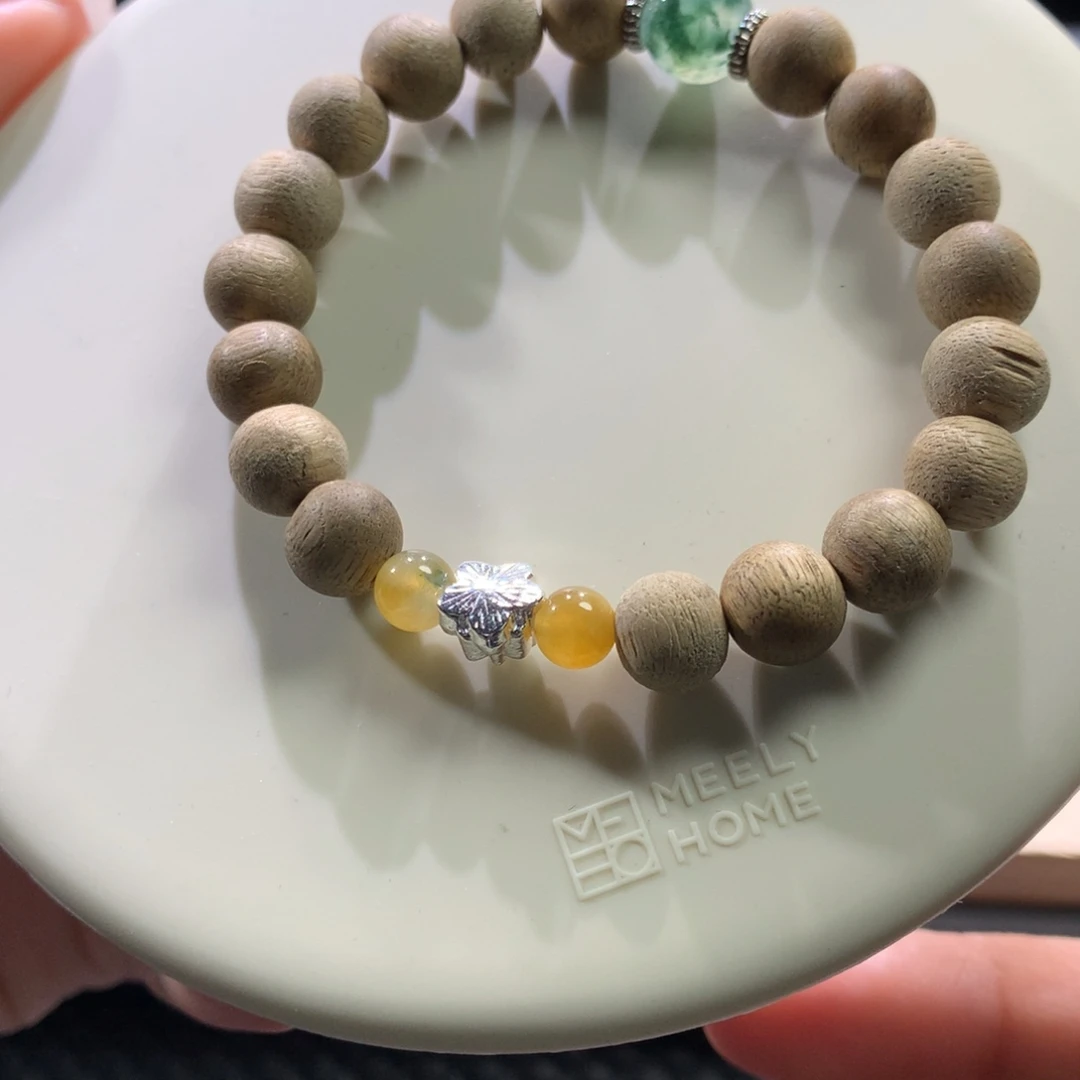 翡翠未镶嵌手串卡6双蛋黄&卡9浓墨水丹青