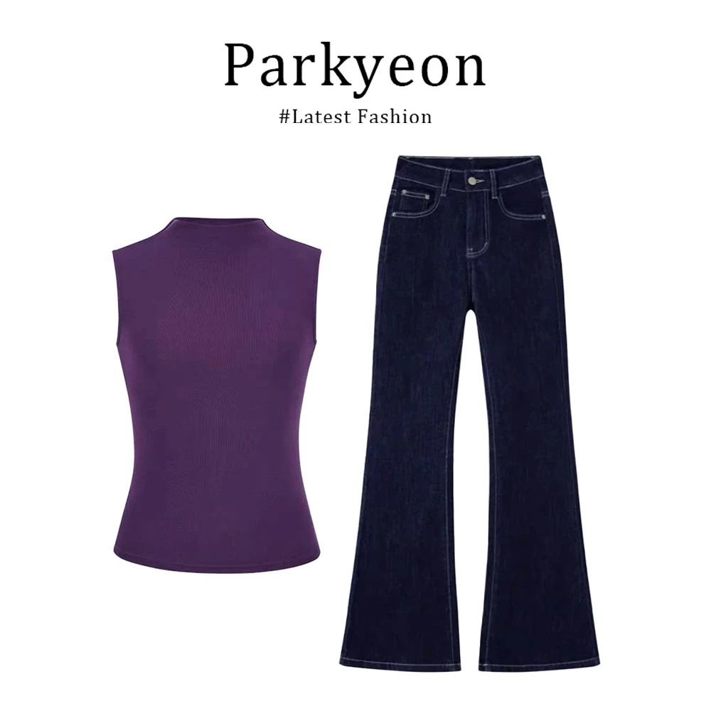 parkyeon御姐轻熟风无袖针织背心上衣气质修身显瘦百搭半身裙套装