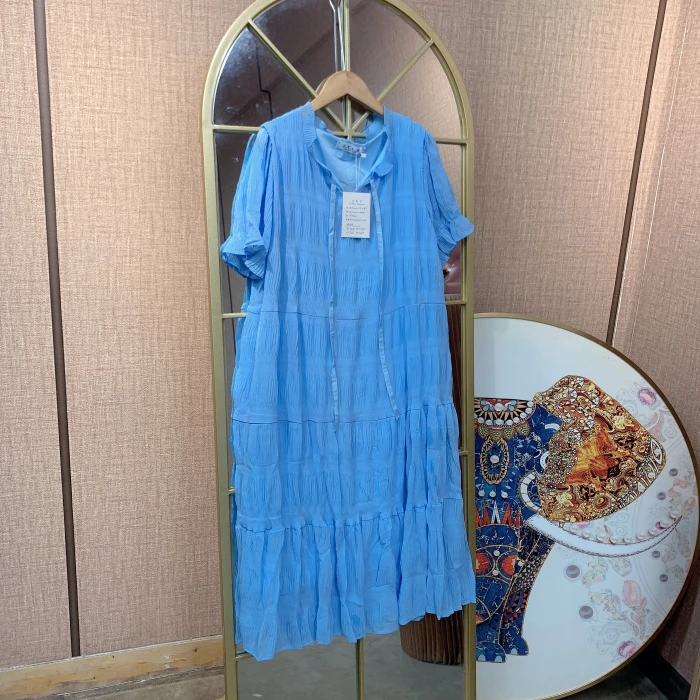 CR111孕妇蓝色连衣裙M90-120L130XL140XXL150