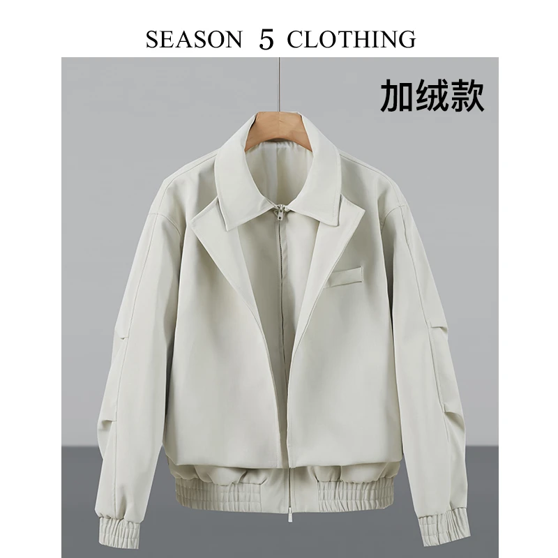 【加绒加厚】冬季男士防寒机车皮衣夹克外套短款显瘦翻领假两件上衣