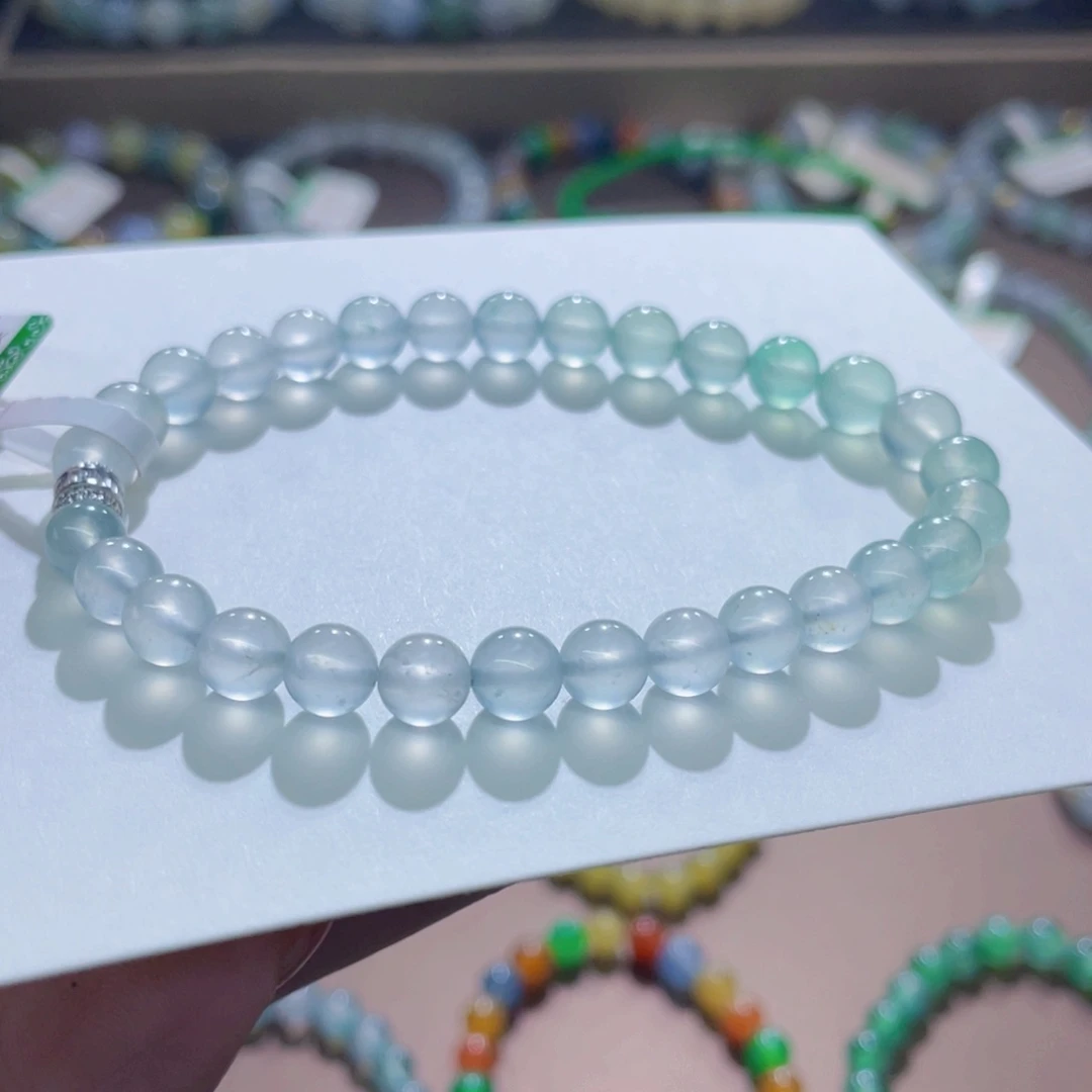 未镶嵌手链翡翠木纳白玻渐变卡5.5-6.6