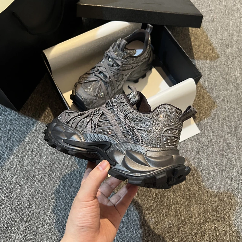 绑带厚底防滑轻便老爹鞋女2025秋季新款网面透气运动休闲鞋783-8D