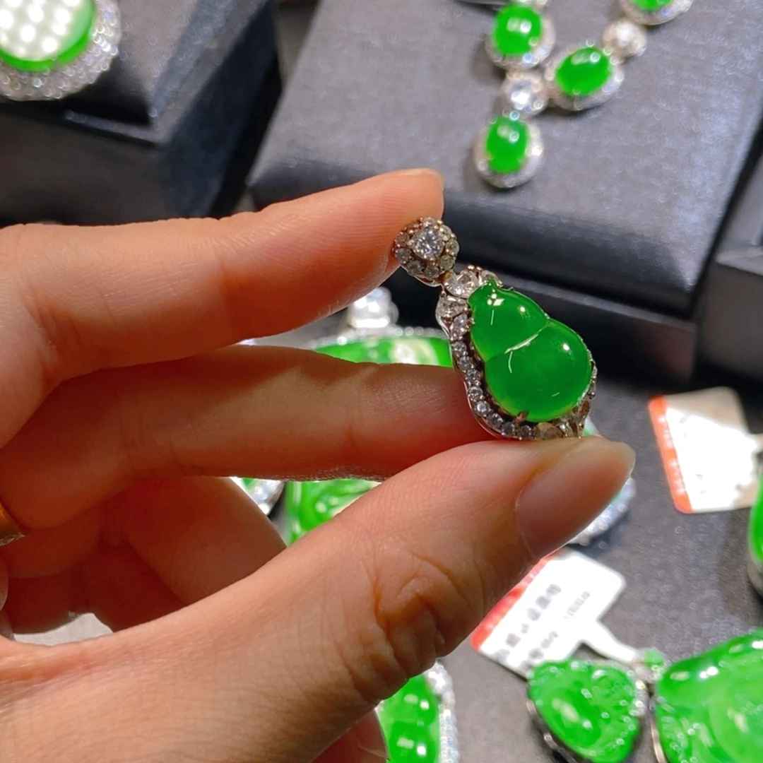 吊坠(不含链)银S925镶嵌翡翠