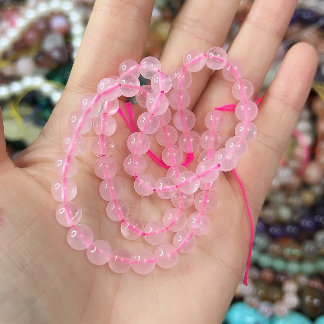 玛瑙/玉髓合金珠宝半成品 卡6粉水晶一条