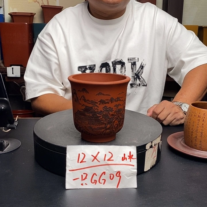 紫砂花盆货号一只GG09