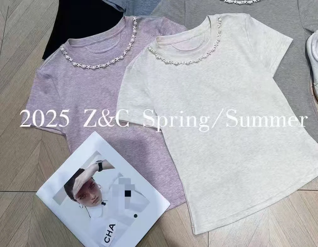 深圳南油高货Z&C家正版圆领重工贝壳洋气显瘦T恤