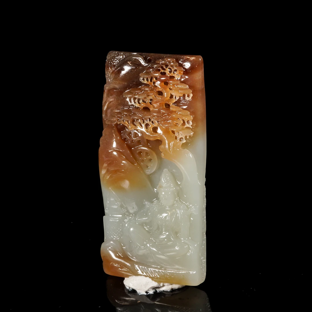 LOT.006和田玉巧雕山水人物牌/X3055