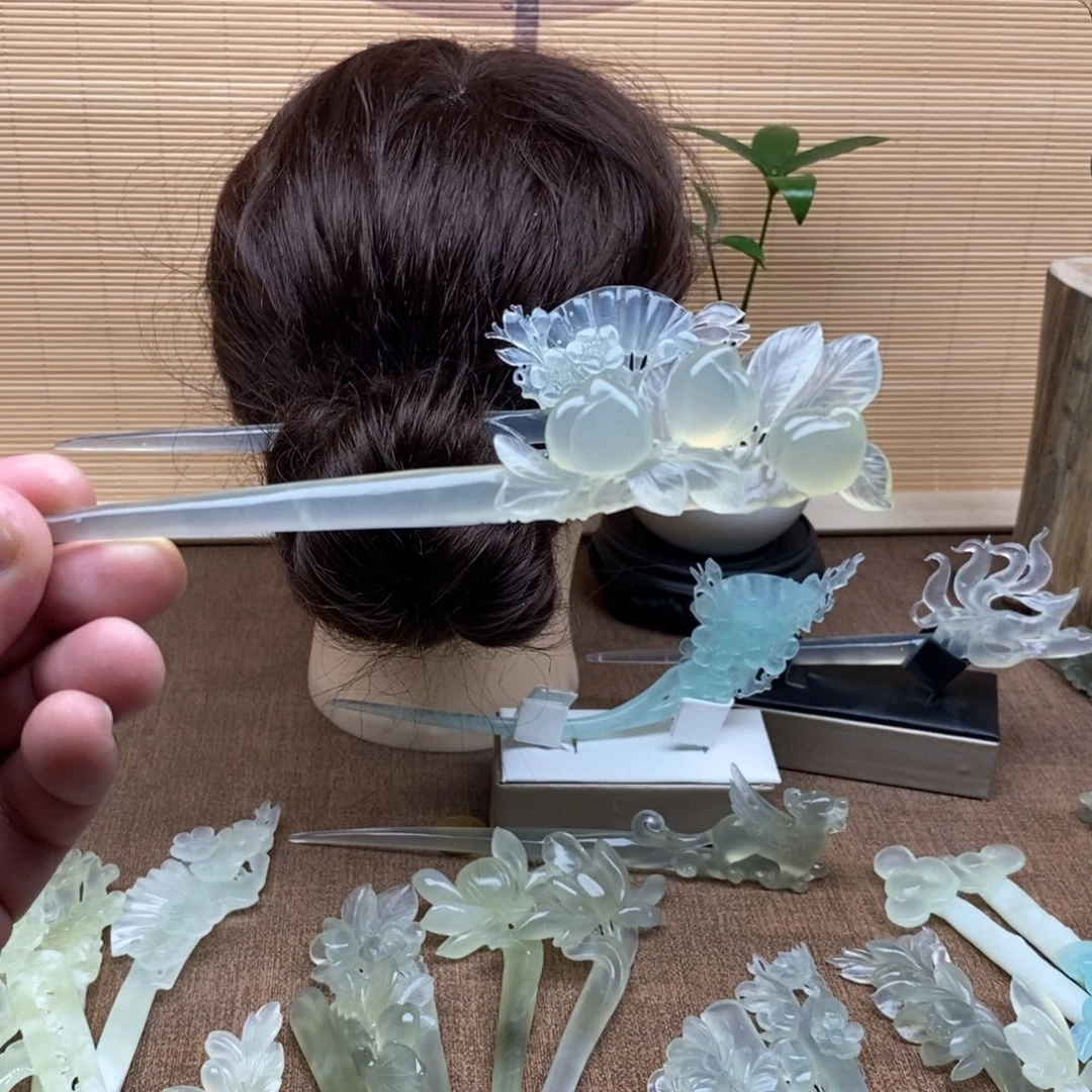 蛇纹石玉未镶嵌发簪