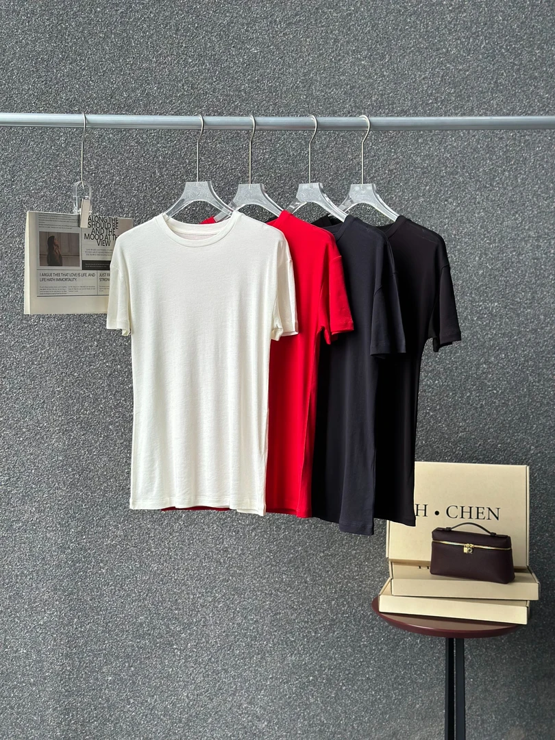 H.Chen-轻薄透气 全棉基础版纯色上衣弹力修身内搭圆领短袖T恤