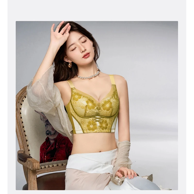 娅遇9801舒适无钢圈轻薄聚拢透气上托女士文胸