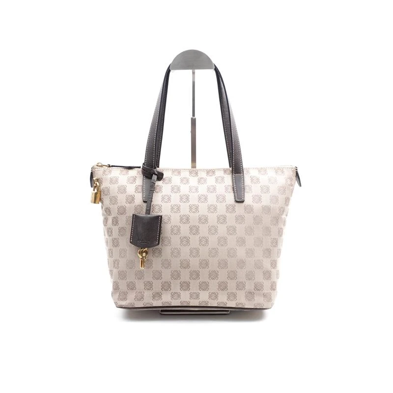 95新 LOEWE/罗意威 棕色老花帆布拼深棕色单肩包/H_ZY0000342816