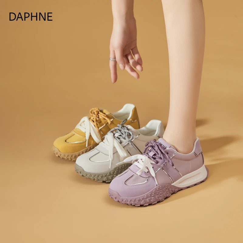 达芙妮新款德训鞋女2025秋季爆款百搭厚底阿甘鞋透气运动休闲鞋女