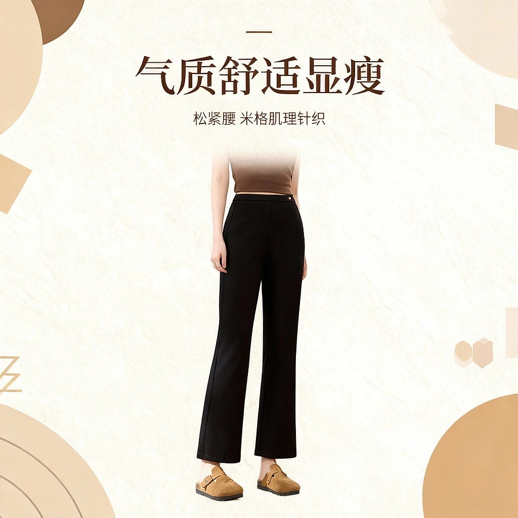 【超模微喇裤】纤莉秀大码女装流光风长短可选高弹糯米裤QK4203