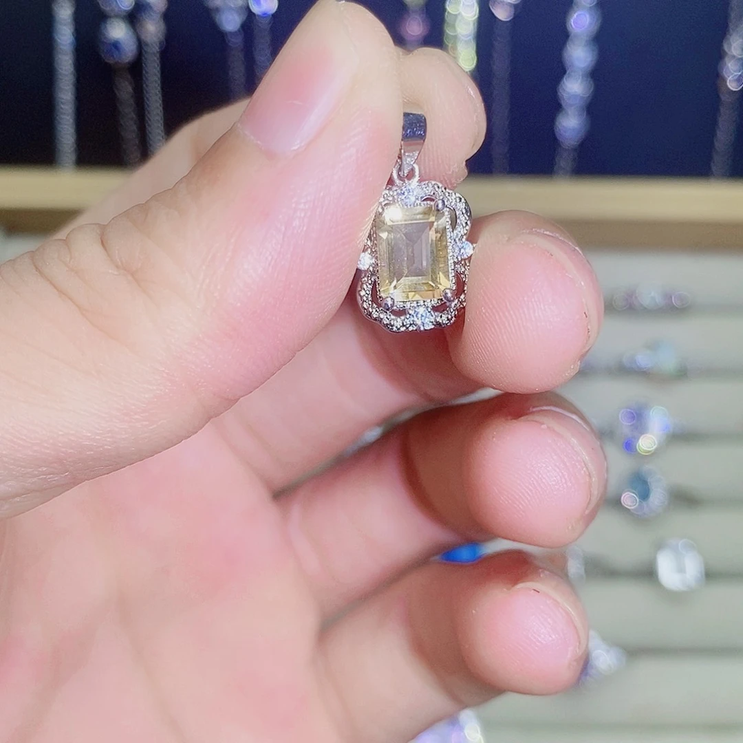 吊坠(不含链)银S925镶嵌黄晶