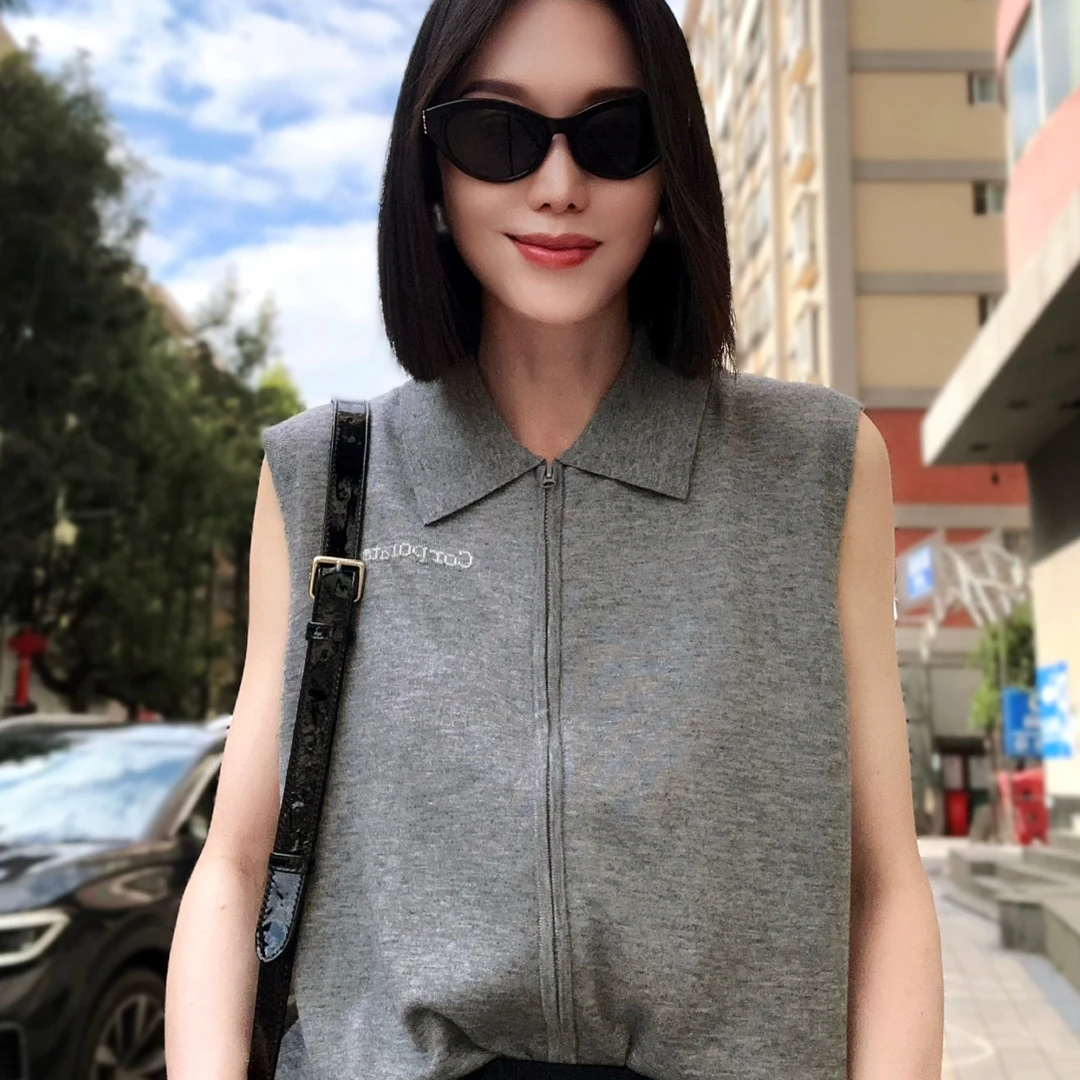 【蕙姐推荐】13 时尚潮流气质显瘦百搭下摆抽绳拉链翻领背心马甲