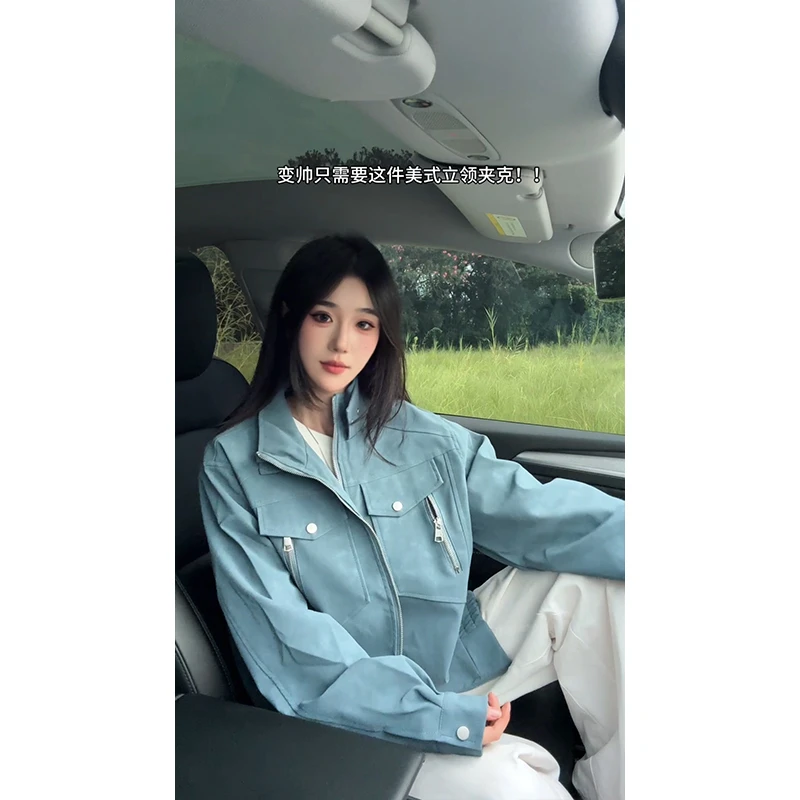 美式重磅座山蟒夹克男女2025秋季新款宽松底特律立领痞帅情侣外套