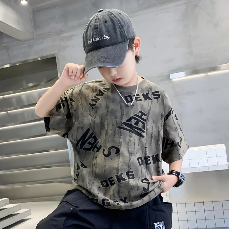 男童短袖t恤夏季薄款2025新款儿童装休闲潮酷棉上衣中大童夏装T