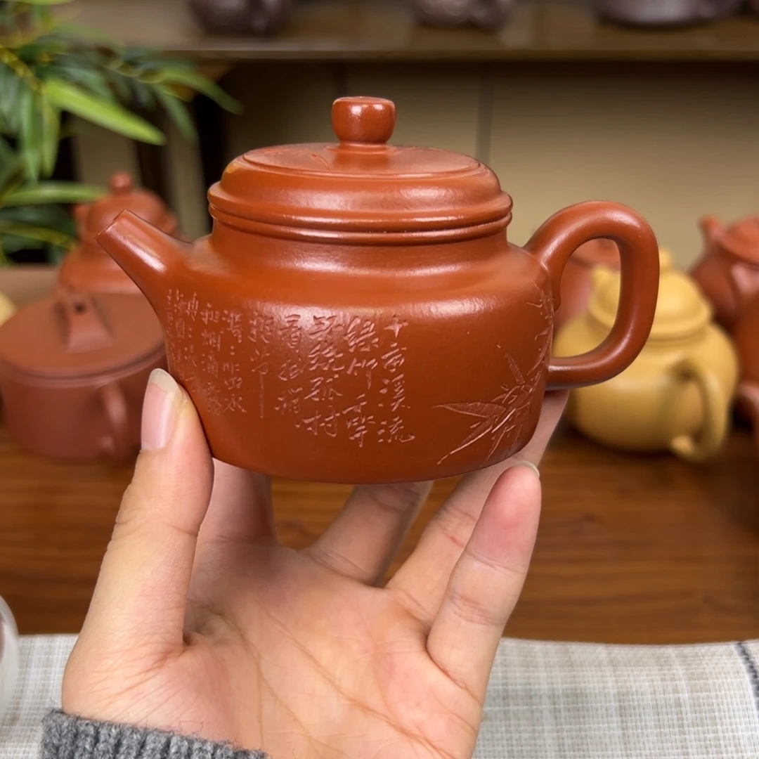 茶壶紫砂紫砂壶德钟朱泥150cc全手