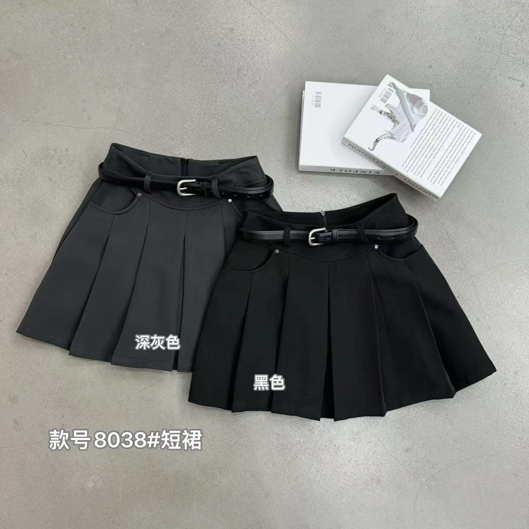 鑫燃KIKI 复古百搭显瘦百褶半身裙 8038 潇家（F）