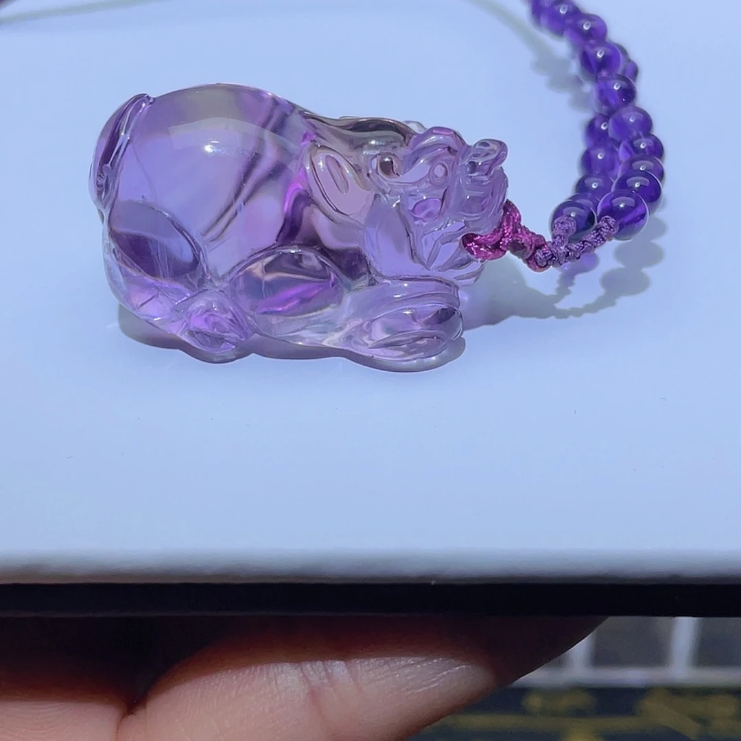 水晶颈饰未镶嵌天然紫水晶貔貅
