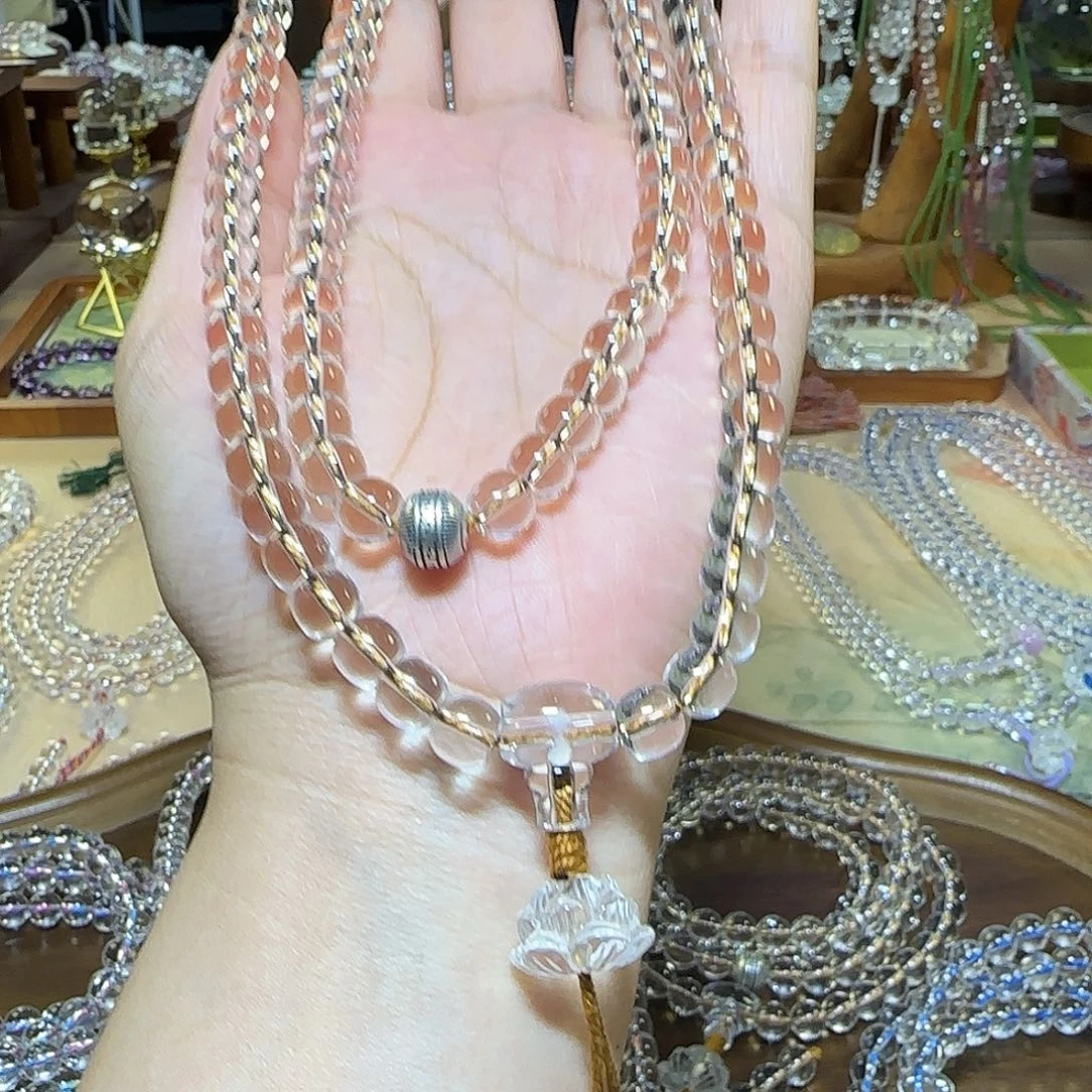 向***生水晶手链未镶嵌天然白水晶全净体108颗