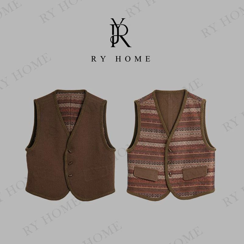 【容雨RYHOME】羊毛春秋时尚V领开衫马甲253MJ1610