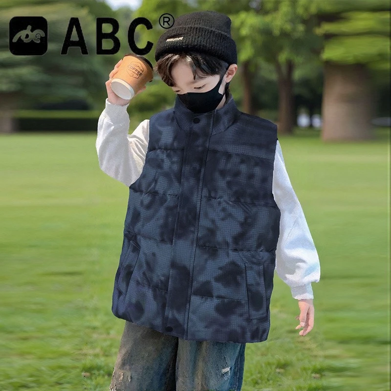 ABC男童秋冬款加厚棉马甲新款大童冬季男孩冬装儿童立领马夹外穿
