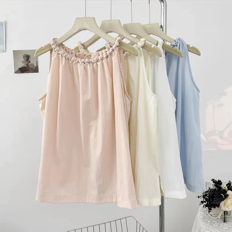 吊带宽松纯色外穿大码套装法式无袖宽松型韩版简约背心瑞丽