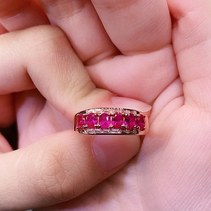 红宝石银S925镶嵌戒指