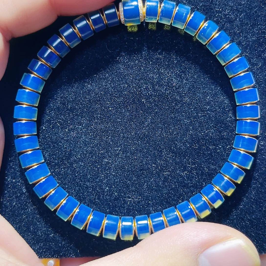 蓝珀18K金镶嵌珠宝奇石多米6mm药片