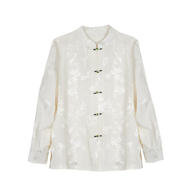 MM2025新款上衣新中式立领设计师提花复古上衣2558
