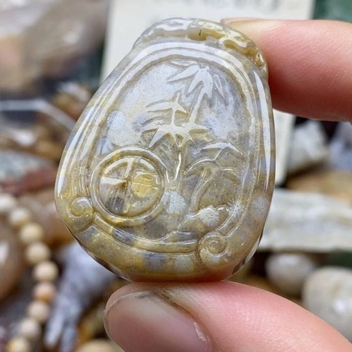 硅化珊瑚（珊瑚玉）未镶嵌颈饰小