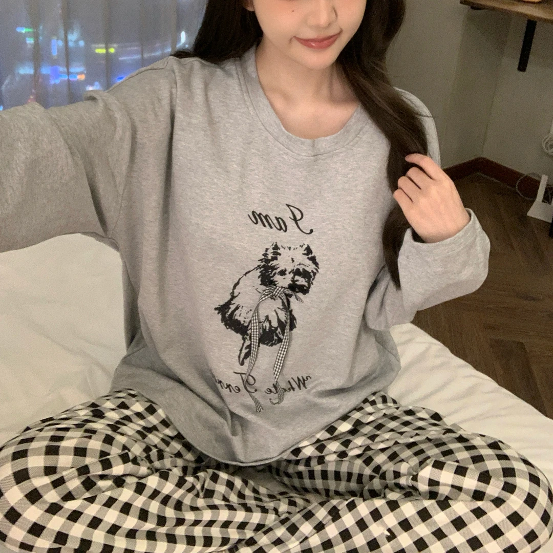 长袖女士睡衣新款2025爆款春秋两件套可外穿韩版ins小个子家居服