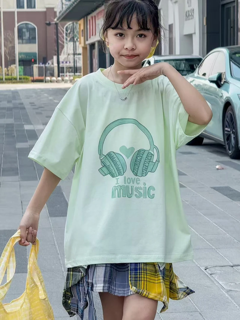 印花极简风夏季短袖T恤彩色半袖大童宽松