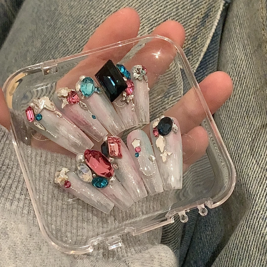 【Molin美甲】宝石星空 秋冬新年款纯手工原创施华洛华子穿戴甲