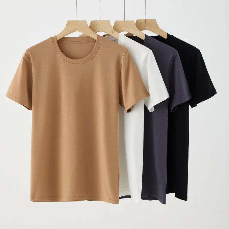 漏泽春31款莫代尔男士T恤桑蚕丝夏季短袖宽松遮肉大弹力背心