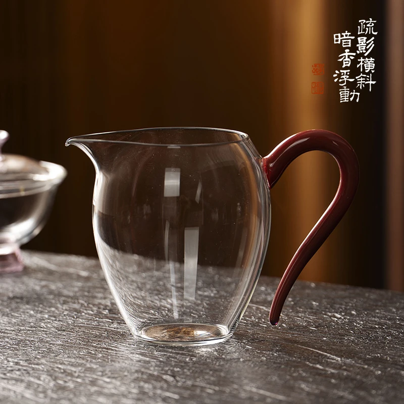 暗香疏影/炫彩郁文匀杯汝红色高档食品级高硼硅玻璃分茶器家用公