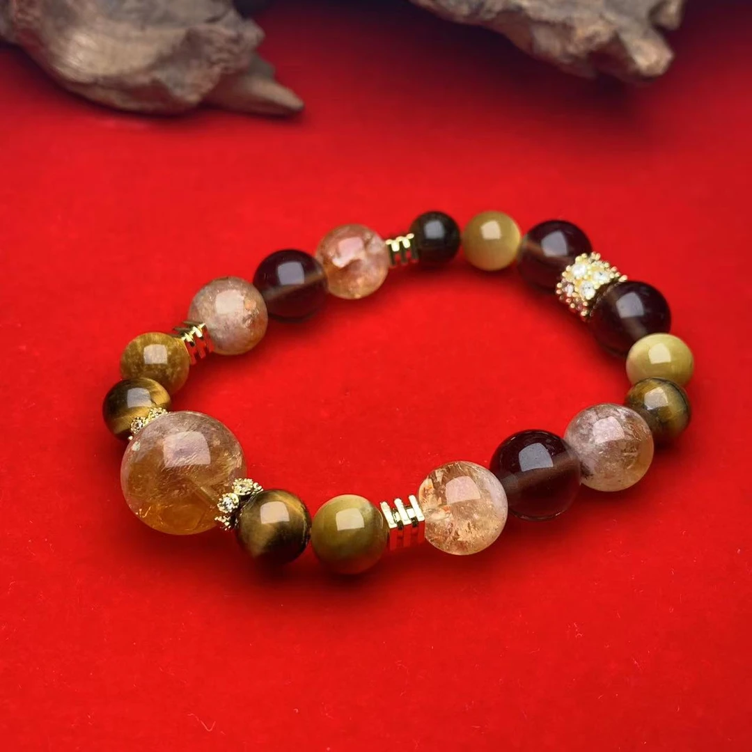 天然黄水晶手串 黄塔虎 眼晶 qh1/70