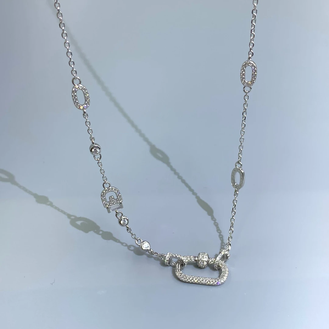 坠链均925银锆石 爆款意大利工艺调节链万能链多用款 925链可调节