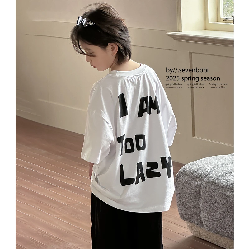 【现货】中大童印花上衣潮儿童t恤男童短袖2025夏季新款童装帅气