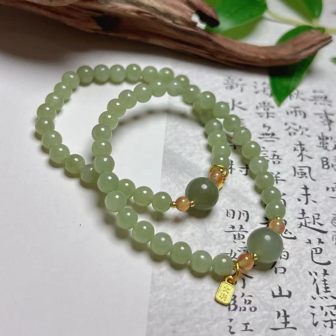 《铁头老猪》XYJ556和田玉晴水设计款圆珠手串约6mm多样性发其一