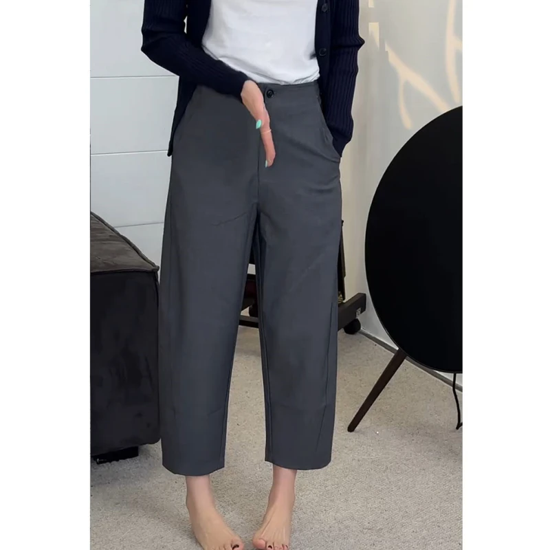 2025早秋季新款高腰哈伦休闲裤女梨型身材穿搭大码修身显瘦西装裤