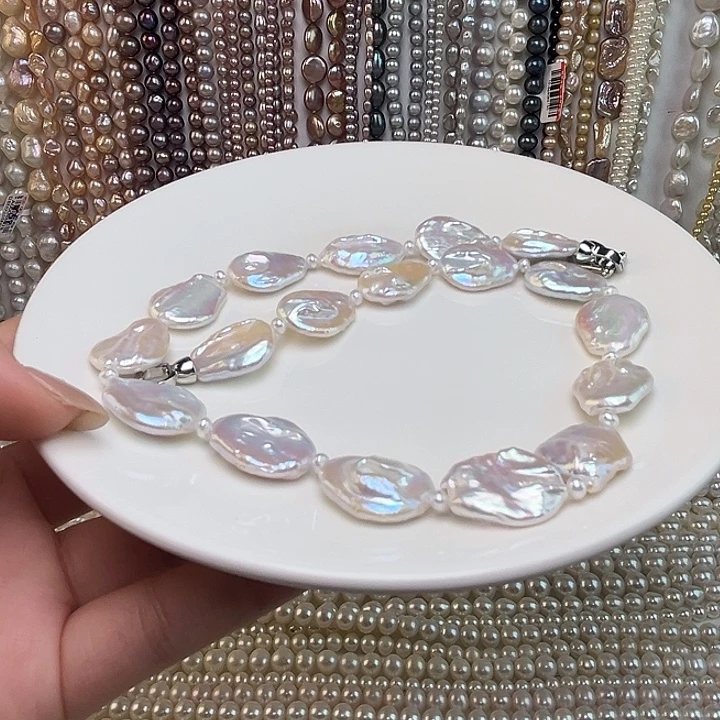 淡水珍珠颈饰未镶嵌孤品极光云朵