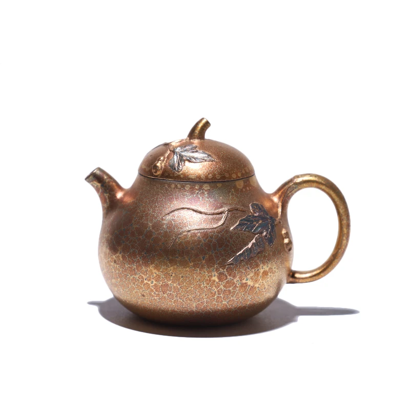 DJY8286[学茶严选]福禄茄段（彩金柴烧）庄杰100ml紫砂壶