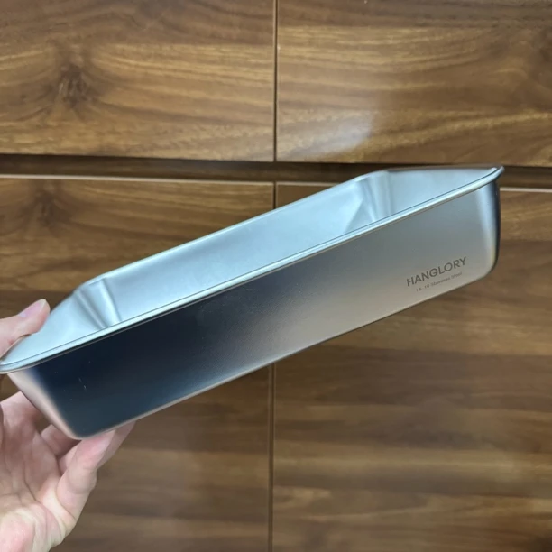 H家 18-10不锈钢备菜盆方盘长方形方盒平底托盘家用加厚深盘