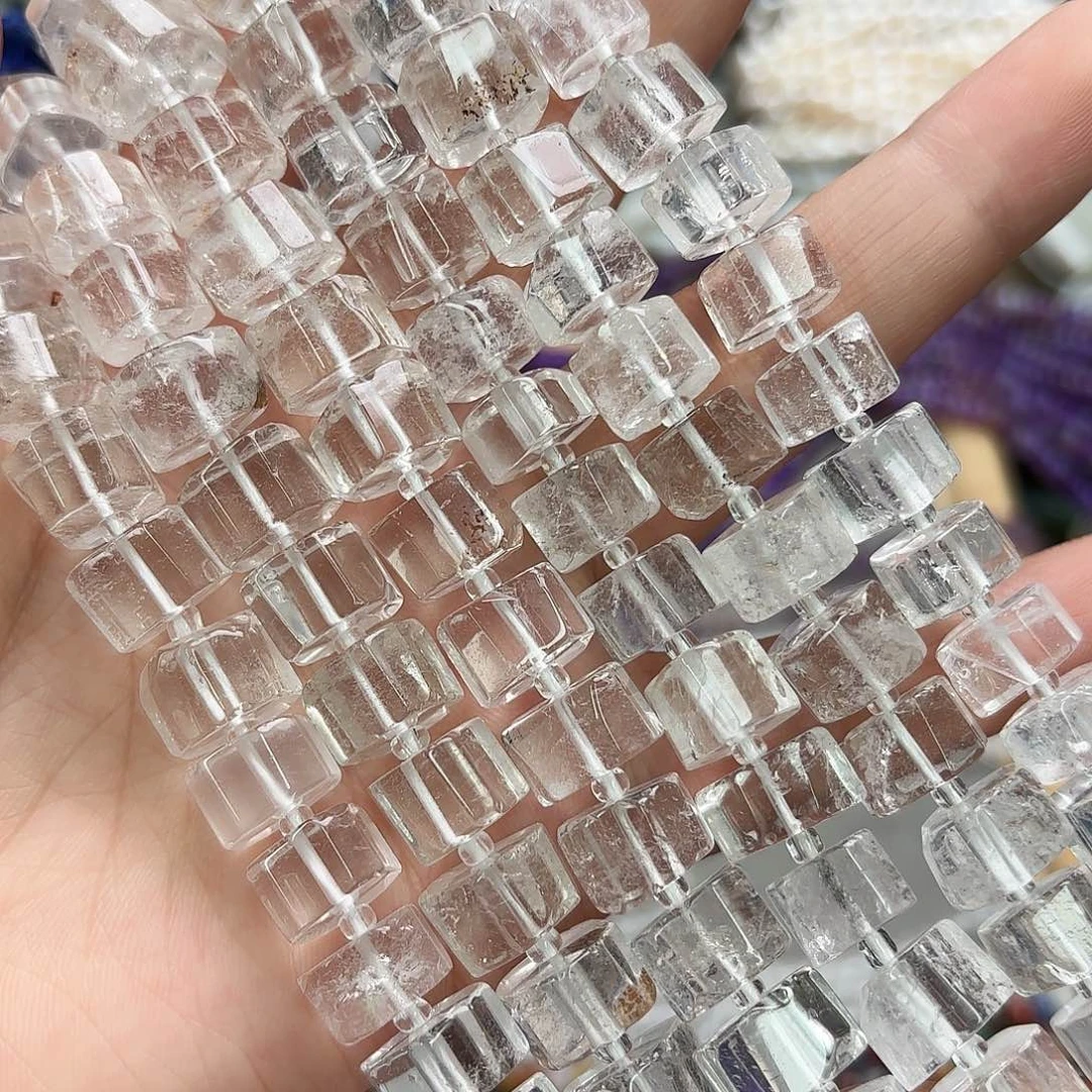 玛瑙/玉髓未镶嵌珠宝半成品卡10-12白水剁珠一条