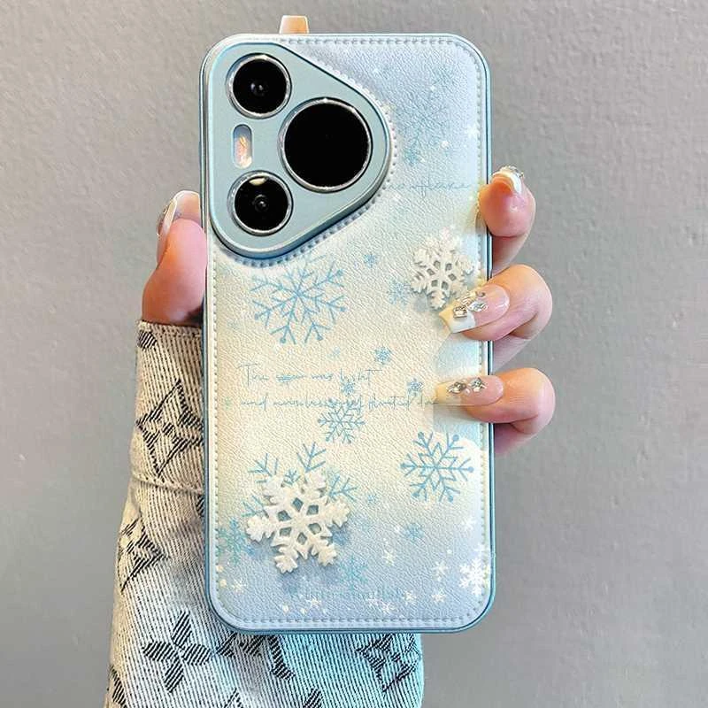 冬季适用苹果16pro手机壳网红华为mate70pro200vivo雪花手机壳