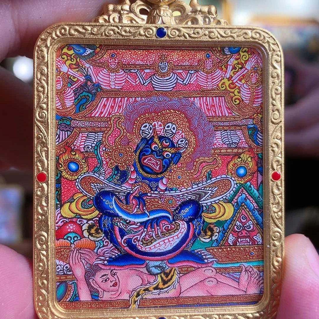 吊坠热贡纯手绘唐卡宝仗