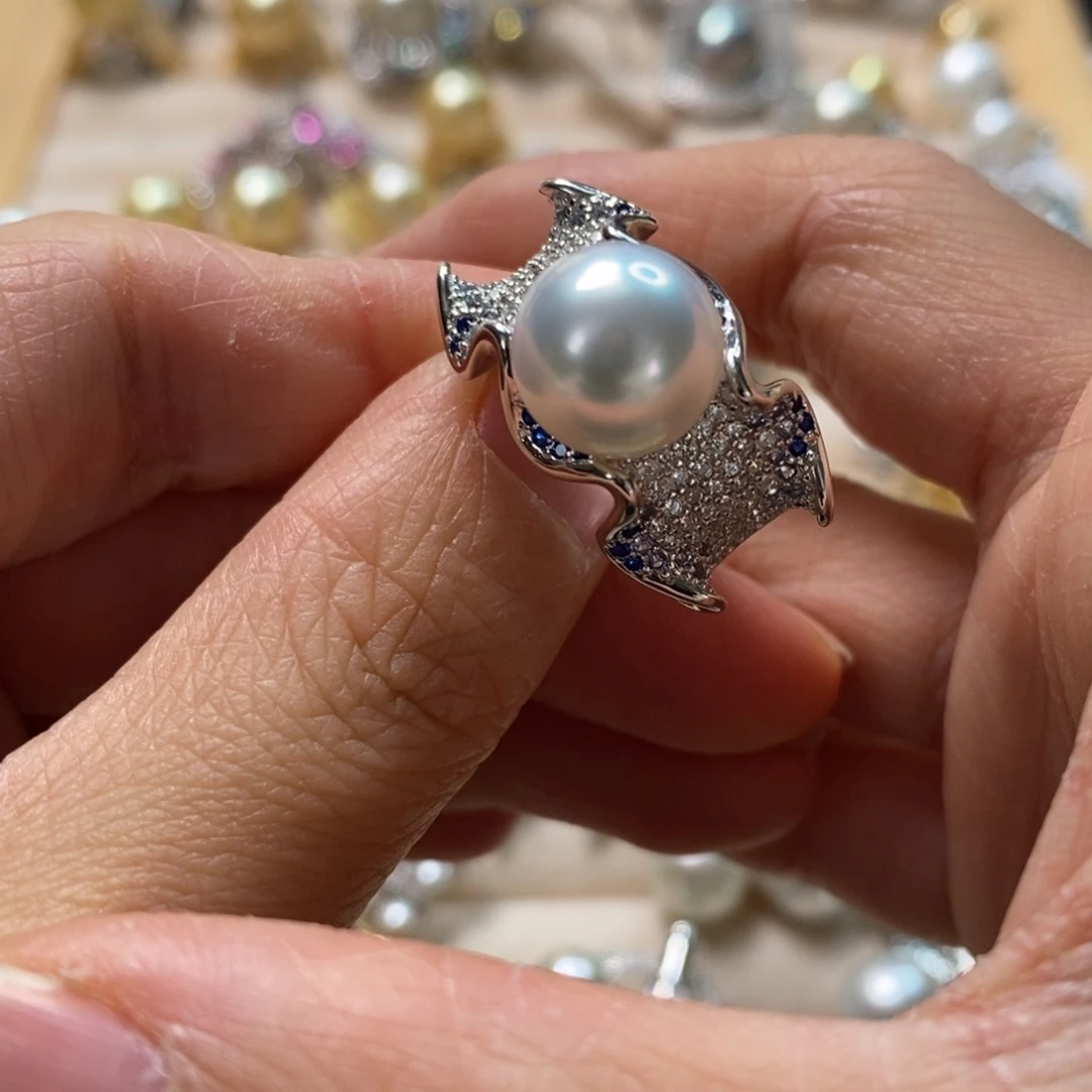 海水珍珠戒指银S925镶嵌